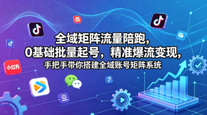 全域矩阵流量陪跑，0基础批量起号，精准爆流变现，手把手带你搭建全域账号矩阵系统-米壳知道—知识分享平台