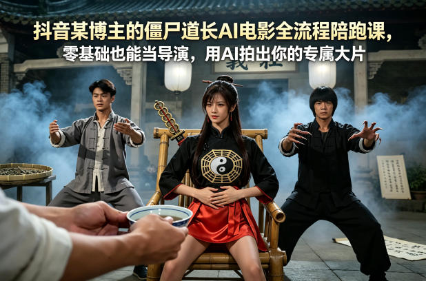 抖音某博主的僵尸道长AI电影全流程陪跑课，零基础也能当导演，用AI拍出你的专属大片-米壳知道—知识分享平台