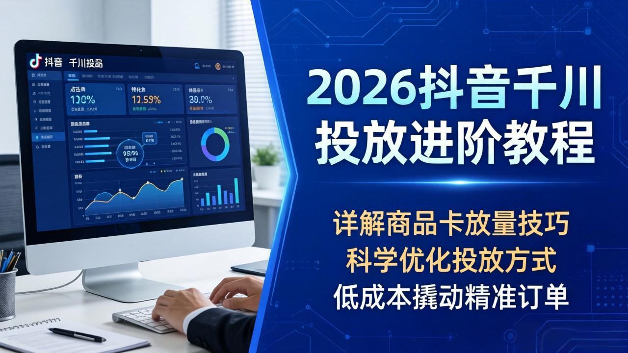 2026抖音千川投放进阶教程，详解商品卡放量技巧，科学优化投放方式，低成本撬动精准订单-米壳知道—知识分享平台