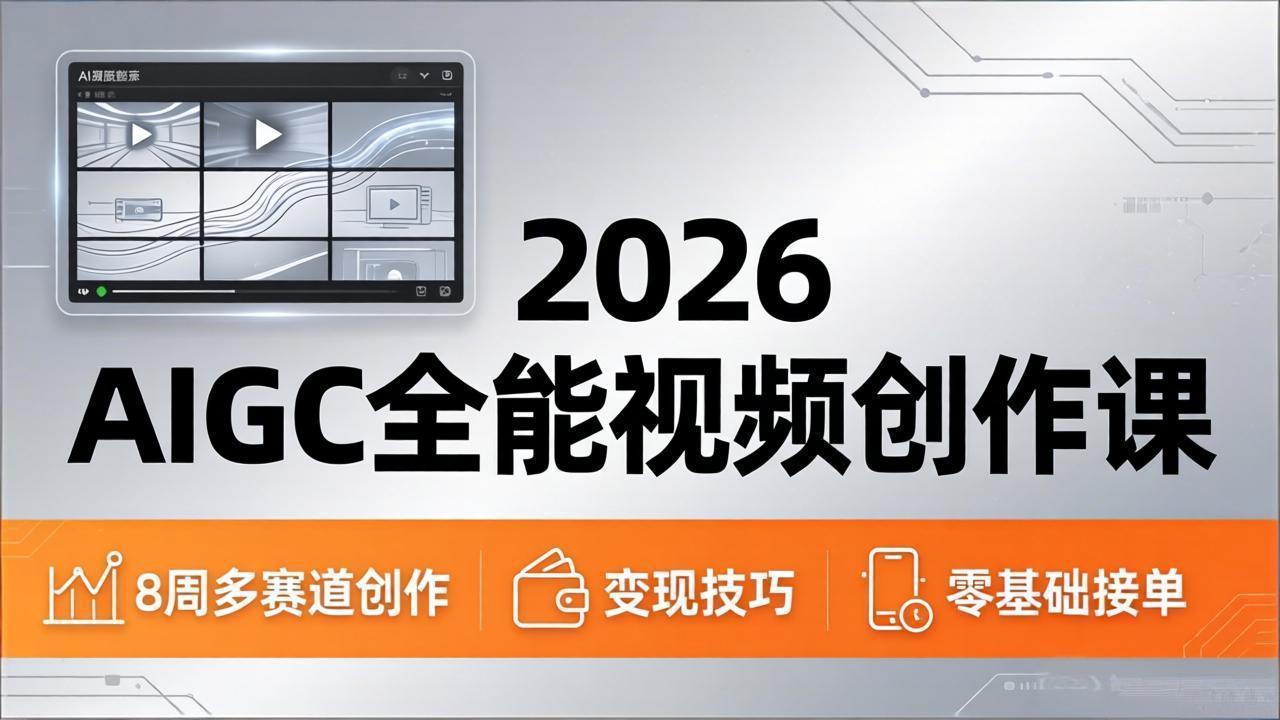 2026AIGC全能视频创作课，8周吃透多赛道创作+变现，零基础也能高效出片接单-米壳知道—知识分享平台
