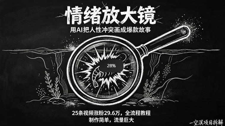AI制作“情绪放大镜“视频，25条视频涨粉29.6W粉，流量巨大，制作简单，全流程教程-米壳知道—知识分享平台