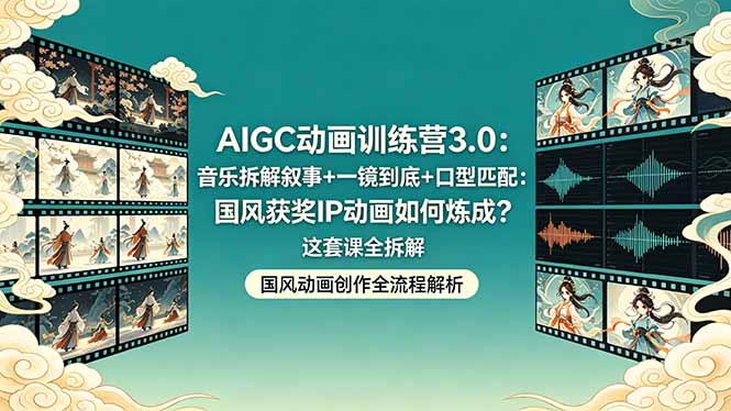 AIGC动画训练营3.0：音乐拆解叙事+一镜到底+口型匹配：国风获奖IP动画如何炼成？这套课全拆解-米壳知道—知识分享平台