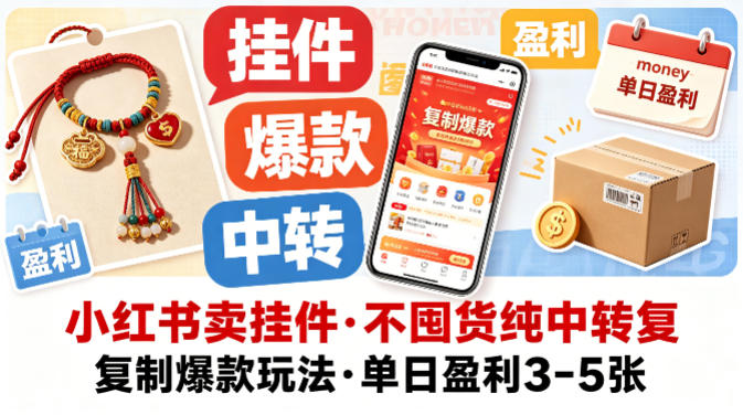 小红书卖挂件，不囤货纯中转复制爆款玩法，单日盈利3-5张-米壳知道—知识分享平台