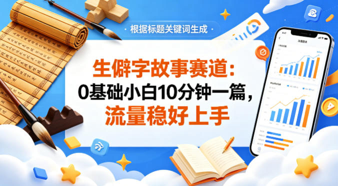 公众号流量主——生僻字故事赛道，流量稳，好上手，0基础小白也能10分钟一篇-米壳知道—知识分享平台