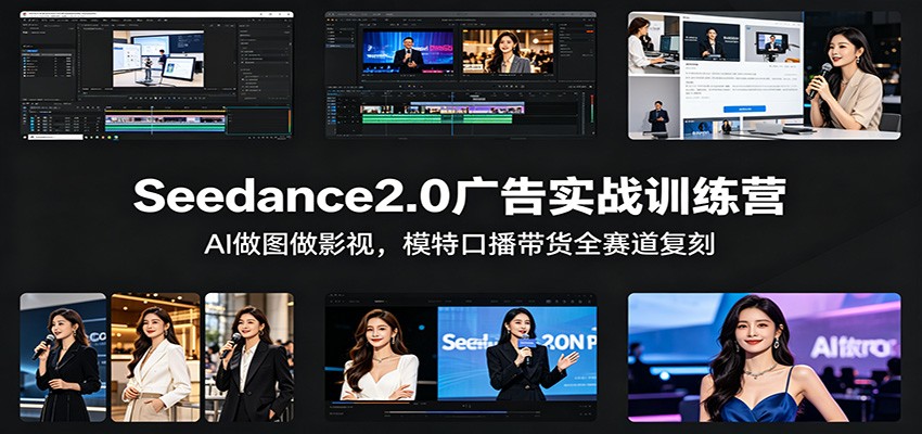 Seedance2.0广告实战训练营：AI做图做影视，模特口播带货全赛道复刻-米壳知道—知识分享平台