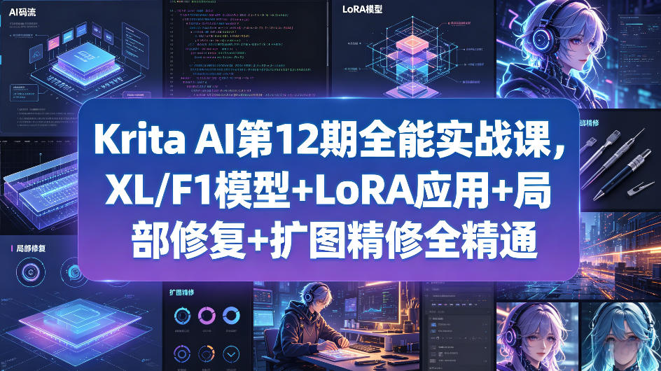 Krita AI第12期全能实战课，XL/F1模型+LoRA应用+局部修复+扩图精修全精通-米壳知道—知识分享平台