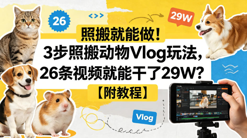 照搬就能做！3步照搬动物Vlog玩法，26条视频就能干了29W？【附教程】【赠coze一键生成工作流】-米壳知道—知识分享平台