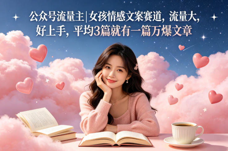 公众号流量主女孩情感文案赛道，流量大，好上手，平均3篇就有一篇万爆文章-米壳知道—知识分享平台