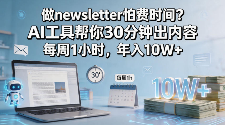 做newsletter怕费时间？AI工具帮你30分钟出内容，每周1小时，年入10W+！【原创双语字幕】-米壳知道—知识分享平台