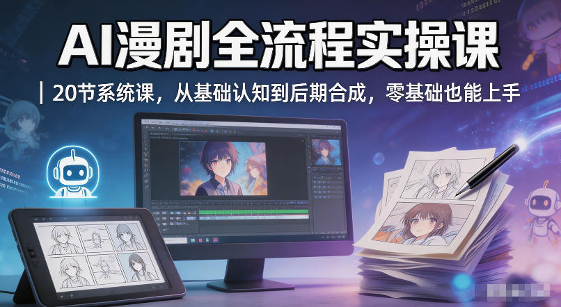 AI漫剧全流程实操课｜20节系统课，从基础认知到后期合成，零基础也能上手-米壳知道—知识分享平台