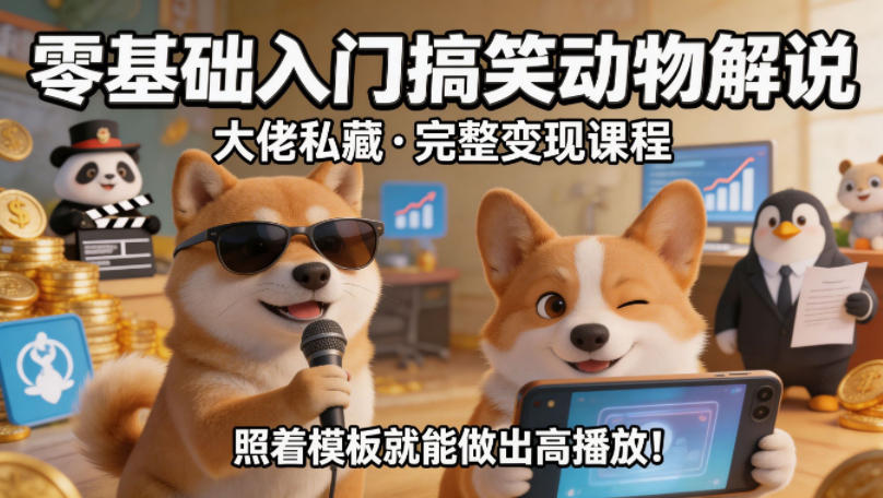 零基础入门搞笑动物解说，大佬私藏完整变现课程，照着模板就能做出高播放-米壳知道—知识分享平台