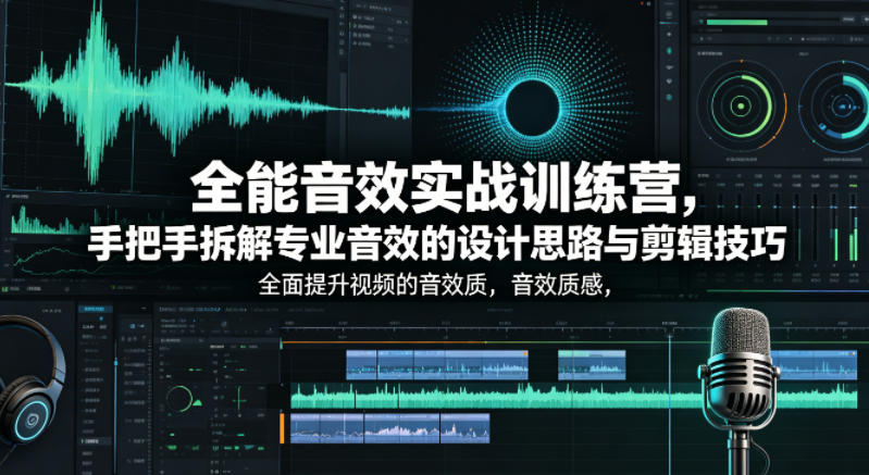 全能音效实战训练营，手把手拆解专业音效的设计思路与剪辑技巧，全面提升视频的音效质感-米壳知道—知识分享平台