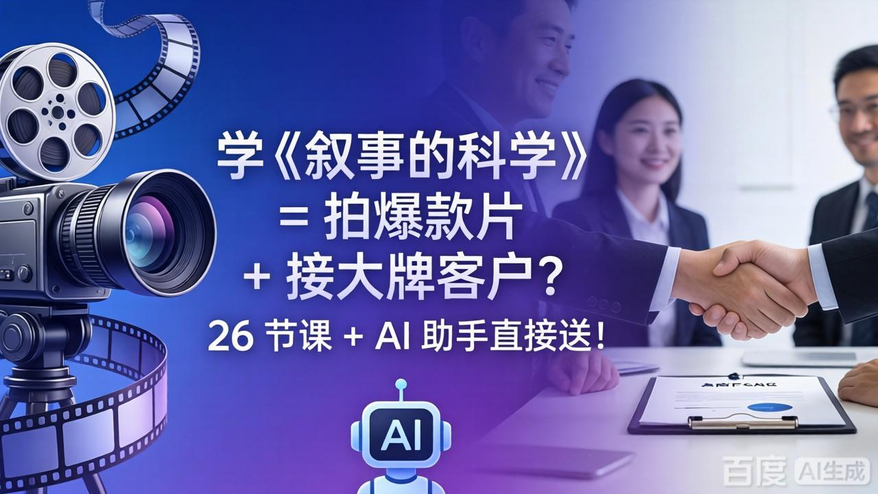 学《叙事的科学》= 拍爆款片 + 接大牌客户？26 节课 + AI 助手直接送！-米壳知道—知识分享平台