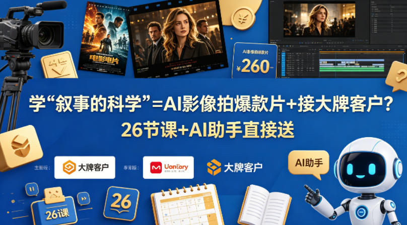 学《叙事的科学》=AI影像拍爆款片+接大牌客户？26节课+AI助手直接送【原创双语字幕】-米壳知道—知识分享平台