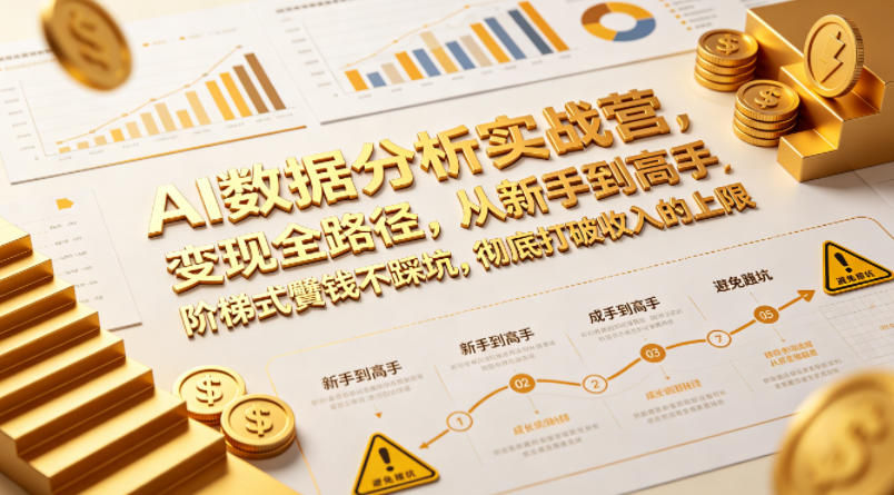 AI数据分析实战营，变现全路径，从新手到高手，阶梯式賺钱不踩坑，彻底打破收入的上限-米壳知道—知识分享平台