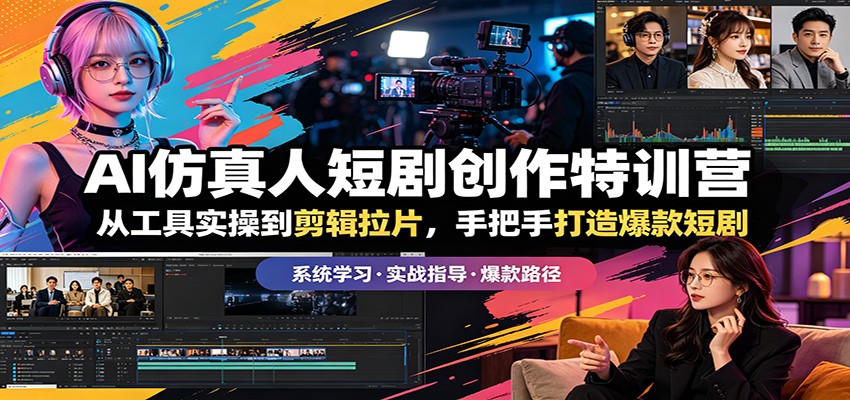 AI仿真人短剧创作特训营：从工具实操到剪辑拉片，手把手打造爆款短剧-米壳知道—知识分享平台