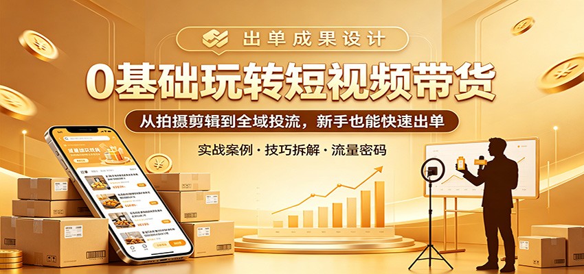 0基础玩转短视频带货：从拍摄剪辑到全域投流，新手也能快速出单-米壳知道—知识分享平台