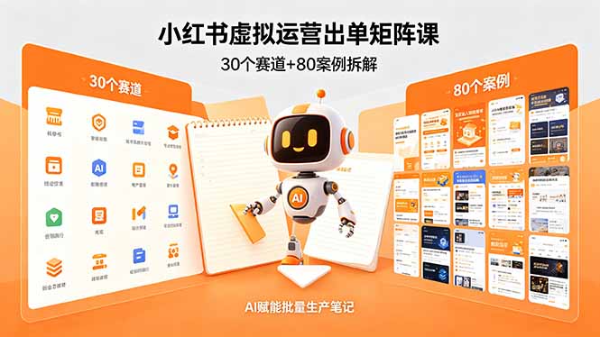 小红书虚拟运营出单矩阵课：30个赛道+80案例拆解，AI赋能批量生产笔记-米壳知道—知识分享平台