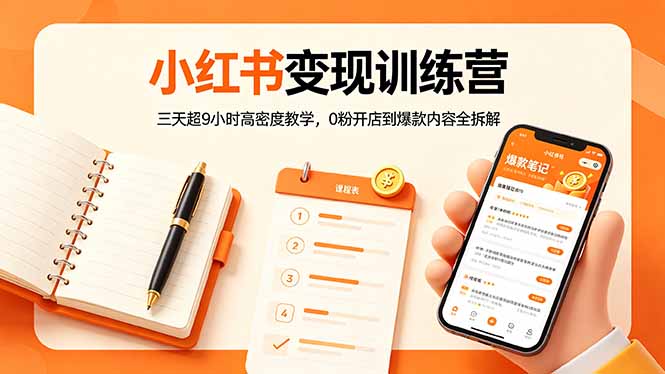 小红书变现训练营：三天超9小时高密度教学，0粉开店到爆款内容全拆解-米壳知道—知识分享平台