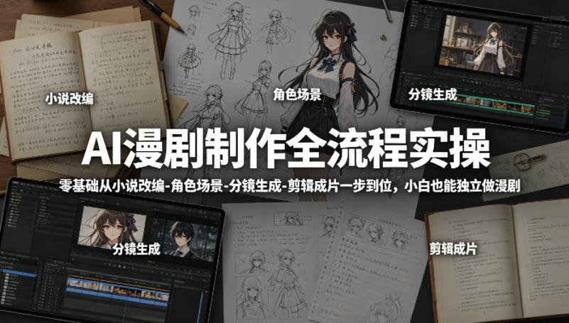AI漫剧制作全流程实操，零基础从小说改编-角色场景-分镜生成-剪辑成片一步到位，小白也能独立做漫剧-米壳知道—知识分享平台