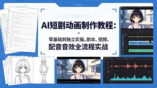 AI短剧动画制作教程：零基础到独立实操，剧本、视频、配音音效全流程实战-米壳知道—知识分享平台
