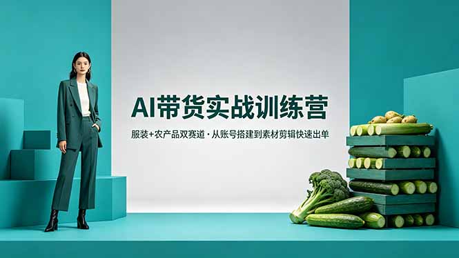 AI带货实战训练营，服装+农产品双赛道，从账号搭建到素材剪辑快速出单-米壳知道—知识分享平台