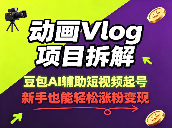 动画Vlog项目拆解，豆包AI辅助短视频起号，新手也能轻松涨粉，43条作品涨粉8.3W-米壳知道—知识分享平台