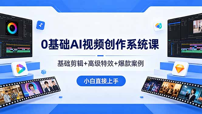 0基础AI视频创作系统课，基础剪辑+高级特效+爆款案例，小白直接上手-米壳知道—知识分享平台