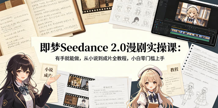 即梦Seedance 2.0漫剧实操课：有手就能做，从小说到成片全教程，小白零门槛上手-米壳知道—知识分享平台