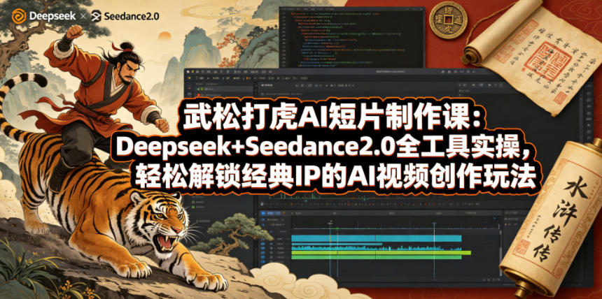武松打虎AI短片制作课：Deepseek+Seedance2.0全工具实操，轻松解锁经典IP的AI视频创作玩法-米壳知道—知识分享平台