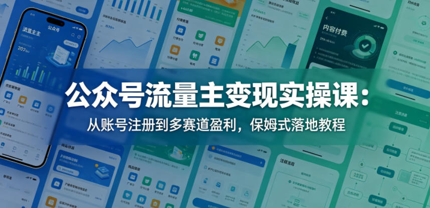 公众号流量主变现实操课：从账号注册到多赛道盈利，保姆式落地教程-米壳知道—知识分享平台
