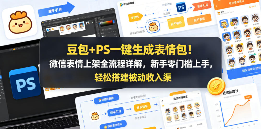 豆包+PS一键生成表情包！微信表情上架全流程详解，新手零门槛上手，轻松搭建被动收入渠道-米壳知道—知识分享平台