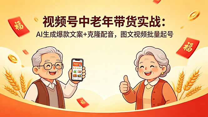 视频号中老年带货实战：AI生成爆款文案+克隆配音，图文视频批量起号-米壳知道—知识分享平台