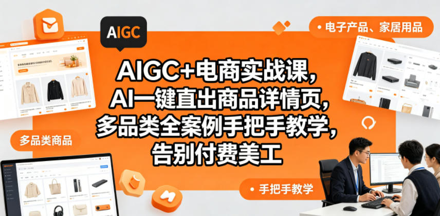 AIGC+电商实战课，AI一键直出商品详情页，多品类全案例手把手教学，告别付费美工-米壳知道—知识分享平台