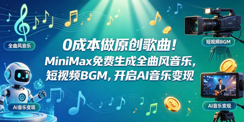 0成本做原创歌曲！MiniMax免费生成全曲风音乐，短视频BGM，开启AI音乐变现-米壳知道—知识分享平台