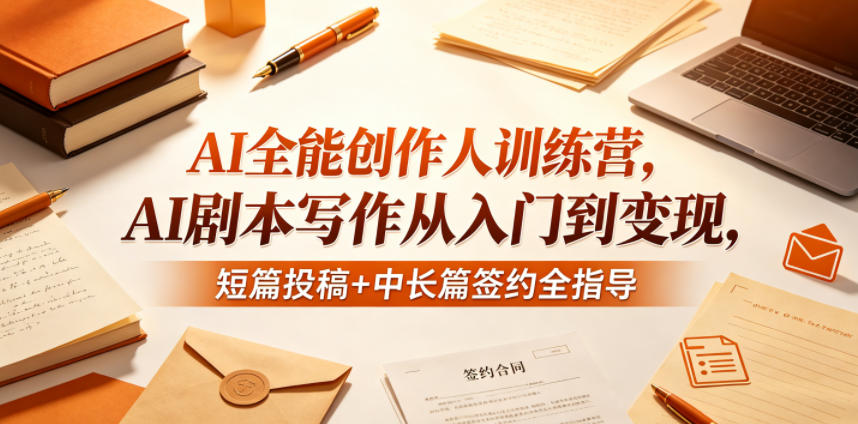 AI全能创作人训练营，AI剧本写作从入门到变现，短篇投稿+中长篇签约全指导-米壳知道—知识分享平台