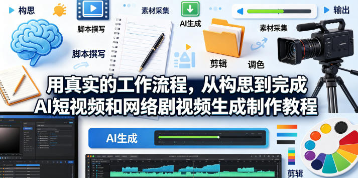 用真实的工作流程，从构思到完成AI短视频和网络剧视频生成制作教程-中英字幕-米壳知道—知识分享平台