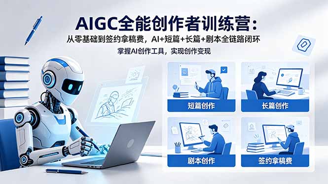 AIGC全能创作者训练营：从零基础到签约拿稿费，AI+短篇+长篇+剧本全链路闭环-米壳知道—知识分享平台