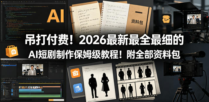 吊打付费！2026最新最全最细的AI短剧制作保姆级教程！附全部资料包-米壳知道—知识分享平台