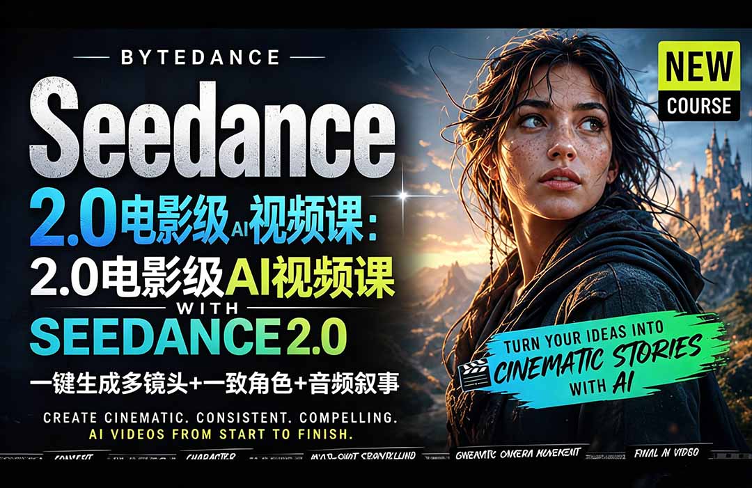 Seedance 2.0电影级AI视频课：一键生成多镜头+一致角色+音频叙事-米壳知道—知识分享平台