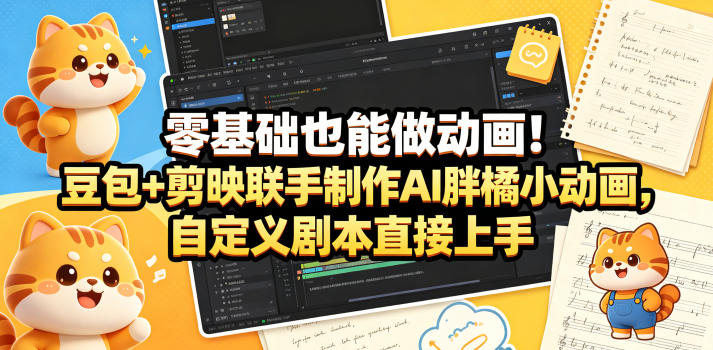 零基础也能做动画！豆包+剪映联手制作AI胖橘小动画，自定义剧本直接上手-米壳知道—知识分享平台