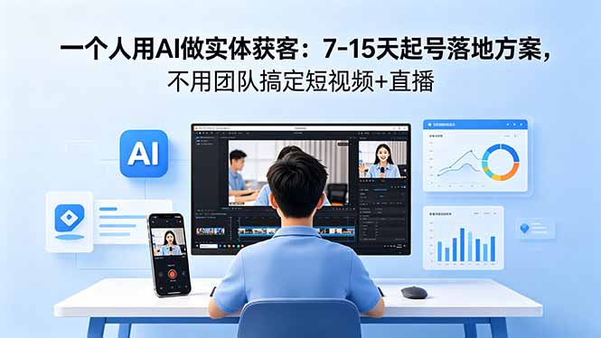 一个人用AI做实体获客：7-15天起号落地方案，不用团队搞定短视频+直播-米壳知道—知识分享平台