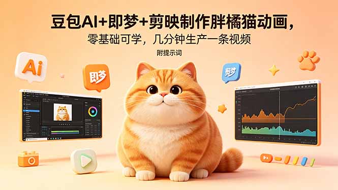 豆包AI+即梦+剪映制作胖橘猫动画，零基础可学，几分钟生产一条视频，附提示词-米壳知道—知识分享平台