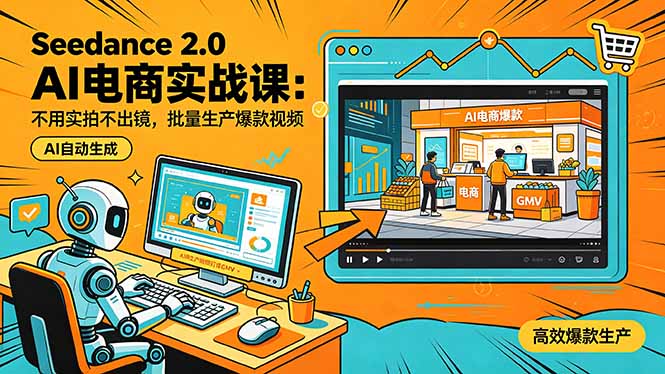 Seedance 2.0 AI电商实战课：不用实拍不出镜，批量生产爆款视频打爆GMV-米壳知道—知识分享平台
