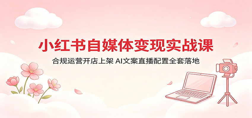小红书自媒体变现实战课：合规运营开店上架，AI文案直播配置全套落地-米壳知道—知识分享平台