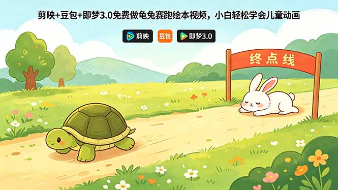 剪映+豆包+即梦3.0免费做龟兔赛跑绘本视频，小白轻松学会儿童动画-米壳知道—知识分享平台