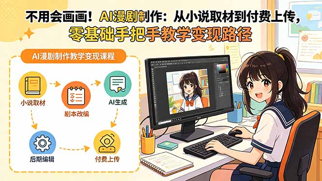 不用会画画！AI漫剧制作：从小说取材到付费上传，零基础手把手教学变现路径-米壳知道—知识分享平台