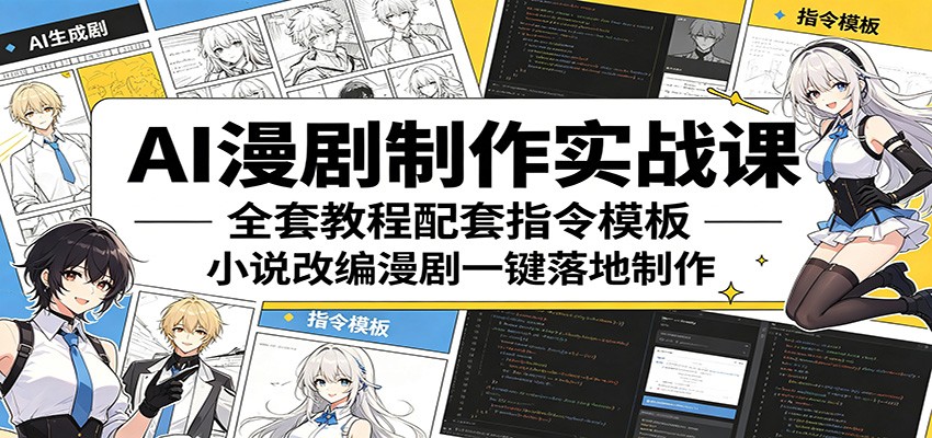AI漫剧制作实战课：全套教程配套指令模板，小说改编漫剧一键落地制作-米壳知道—知识分享平台