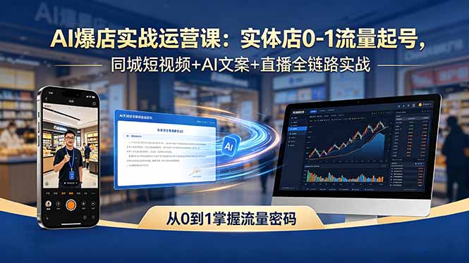 AI爆店实战运营课：实体店0-1流量起号，同城短视频+AI文案+直播全链路实战-米壳知道—知识分享平台