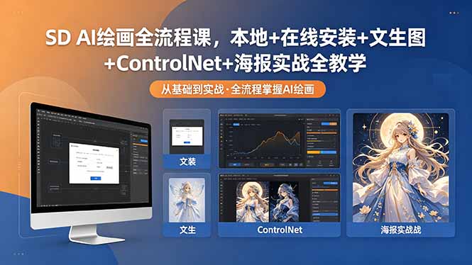 SD AI绘画全流程课，本地+在线安装+文生图+ControlNet+海报实战全教学-米壳知道—知识分享平台